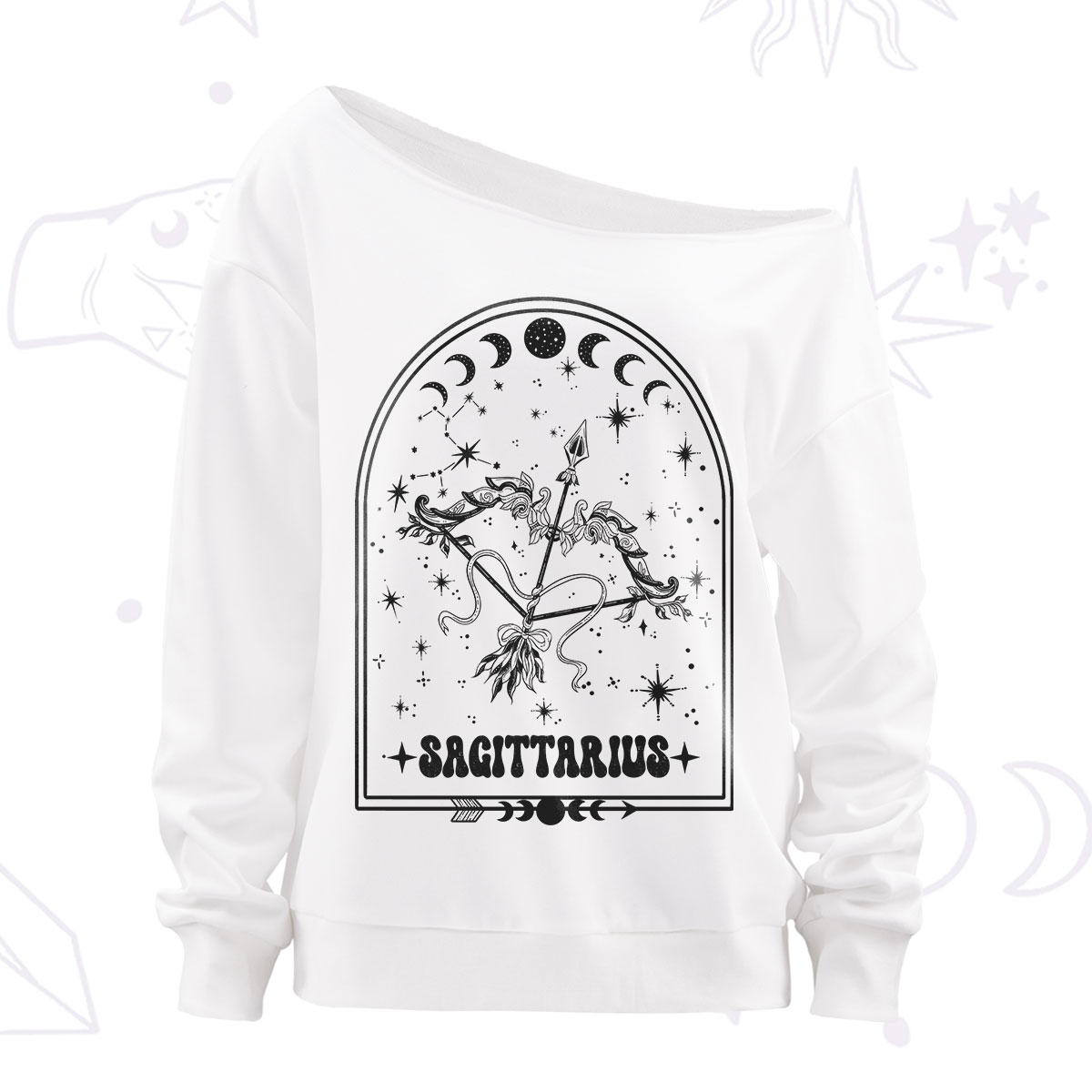 Purplehecate Zodiac Sagittarius Under the Stars Off The Shoulder Sweatshirt