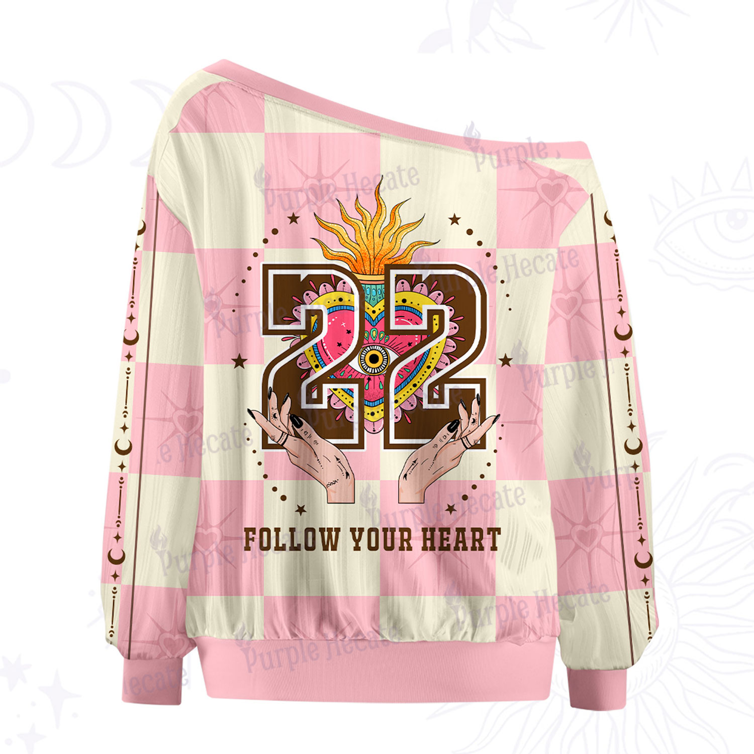 Purplehecate Follow Your Heart Off The Shoulder Graphic Jersey