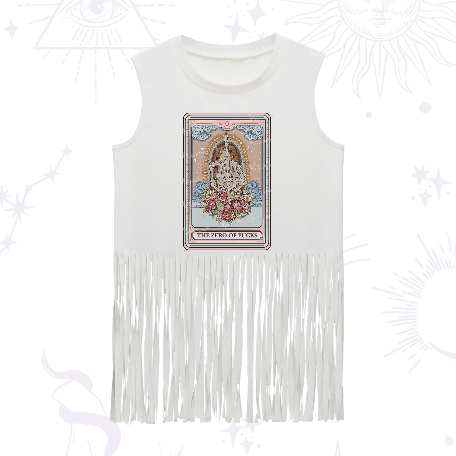 Purplehecate The Zero Of Fucks Tarot Fringe Tank Top