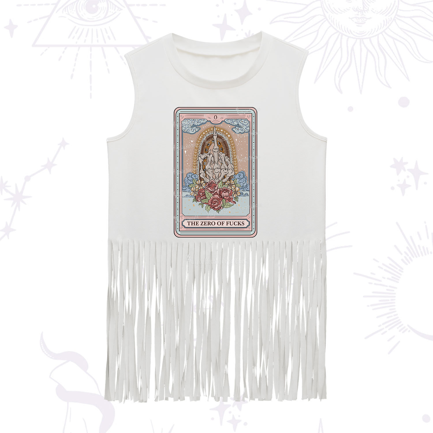 Purplehecate The Zero Of Fucks Tarot Fringe Tank Top