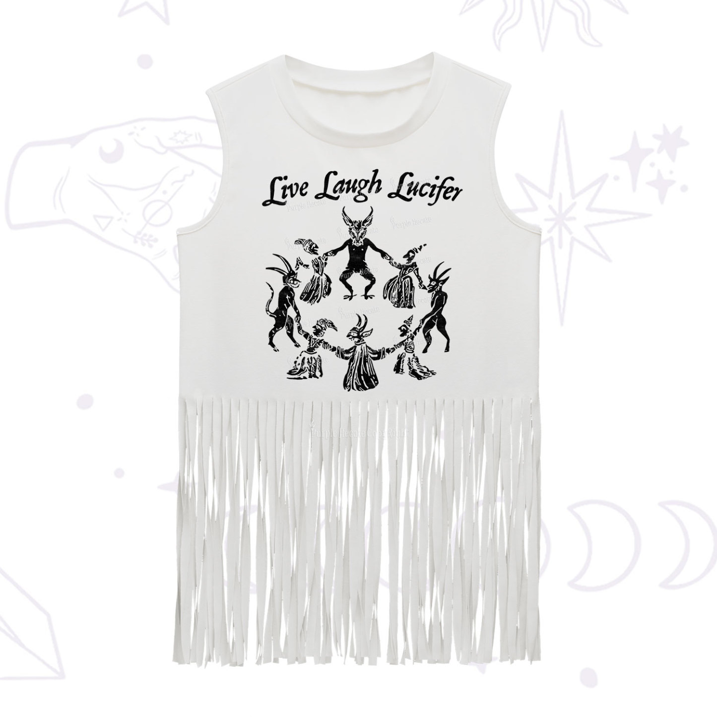 Purplehecate Live Laugh Lucifer Fringe Tank Top