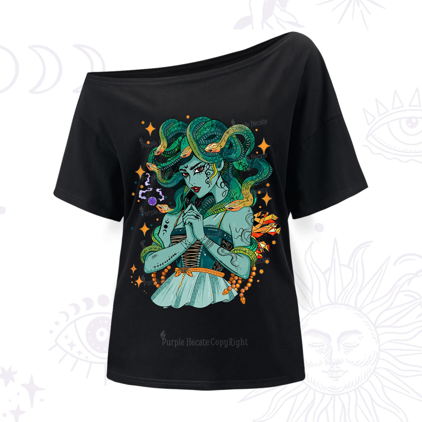 Purplehecate The Gorgon Medusa One Shoulder T-Shir