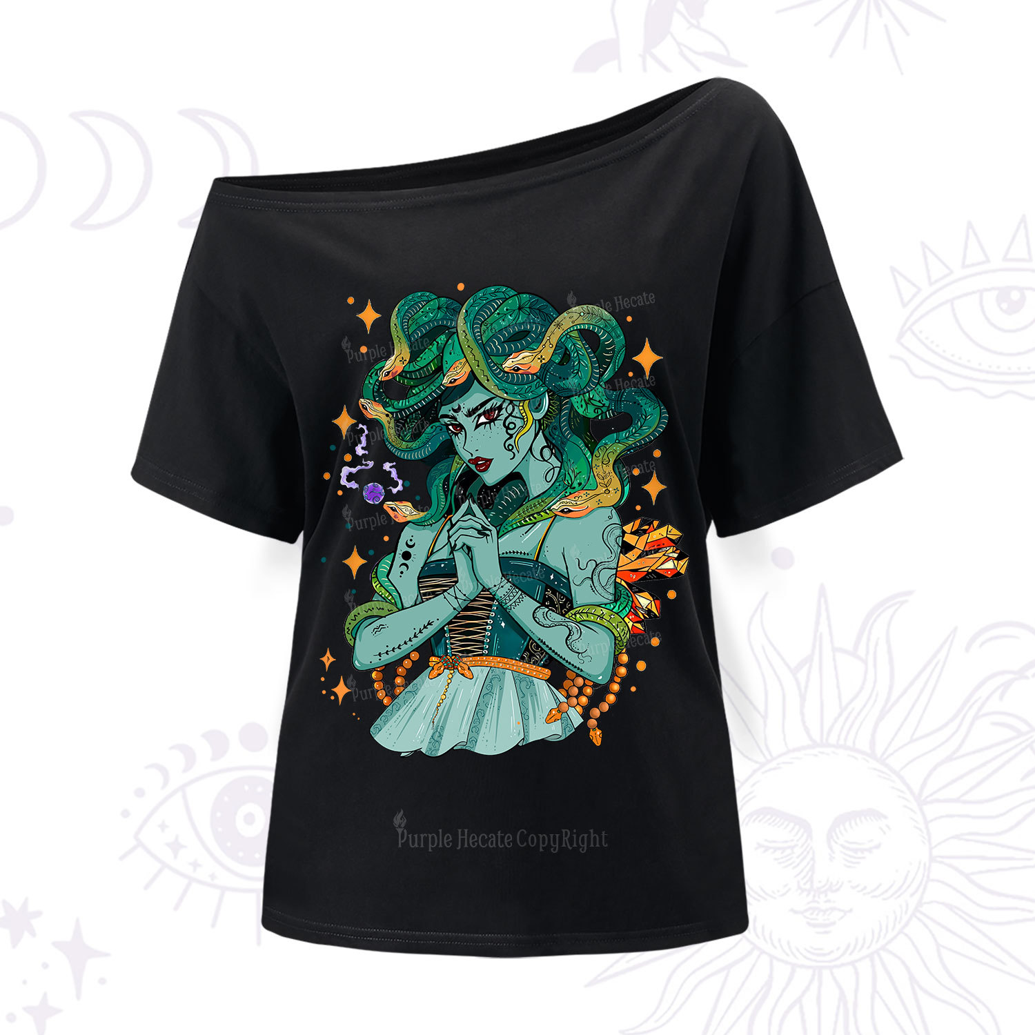 Purplehecate The Gorgon Medusa One Shoulder T-Shir