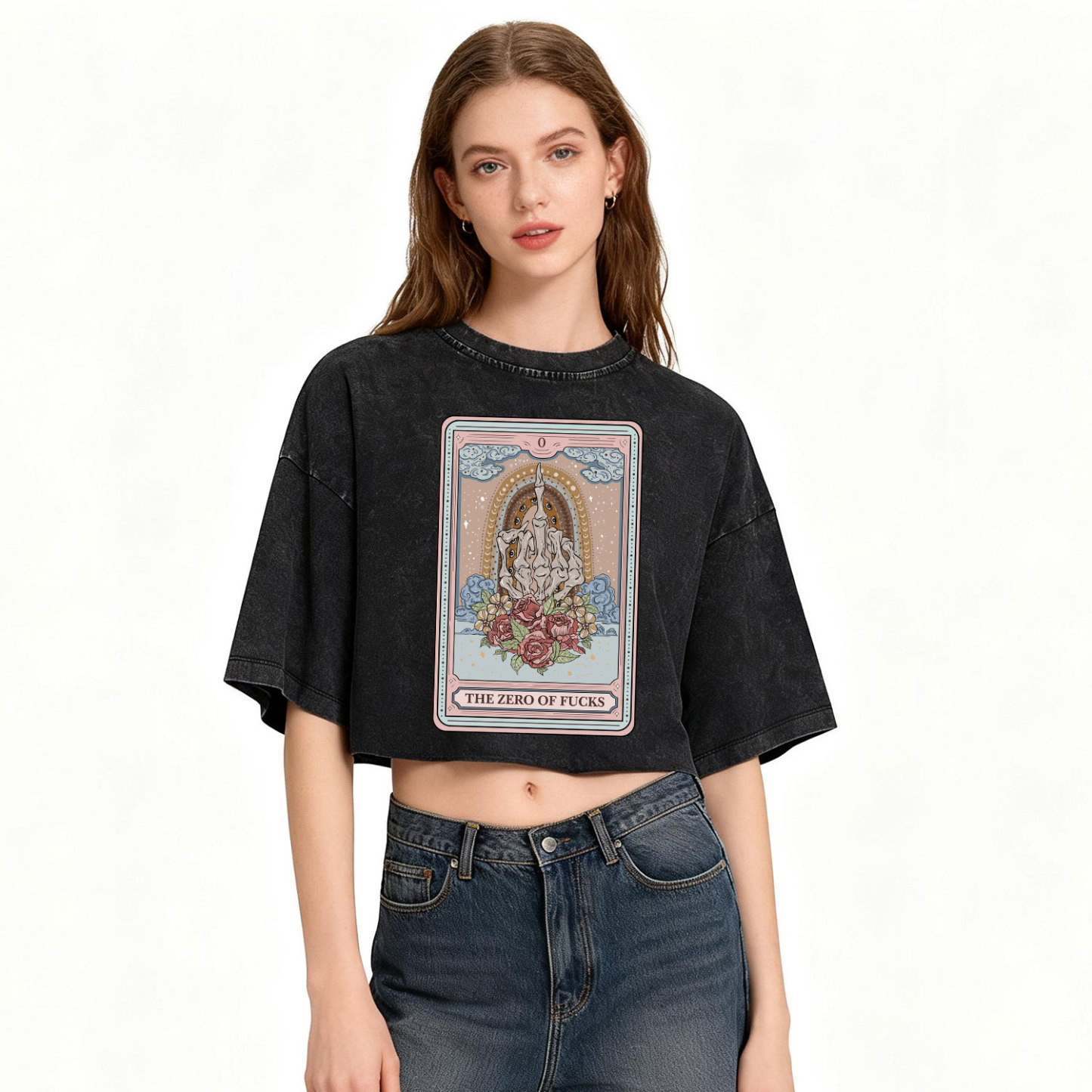 [Copy]Purplehecate Everything Is Fine Washed Cropped T-Shirt