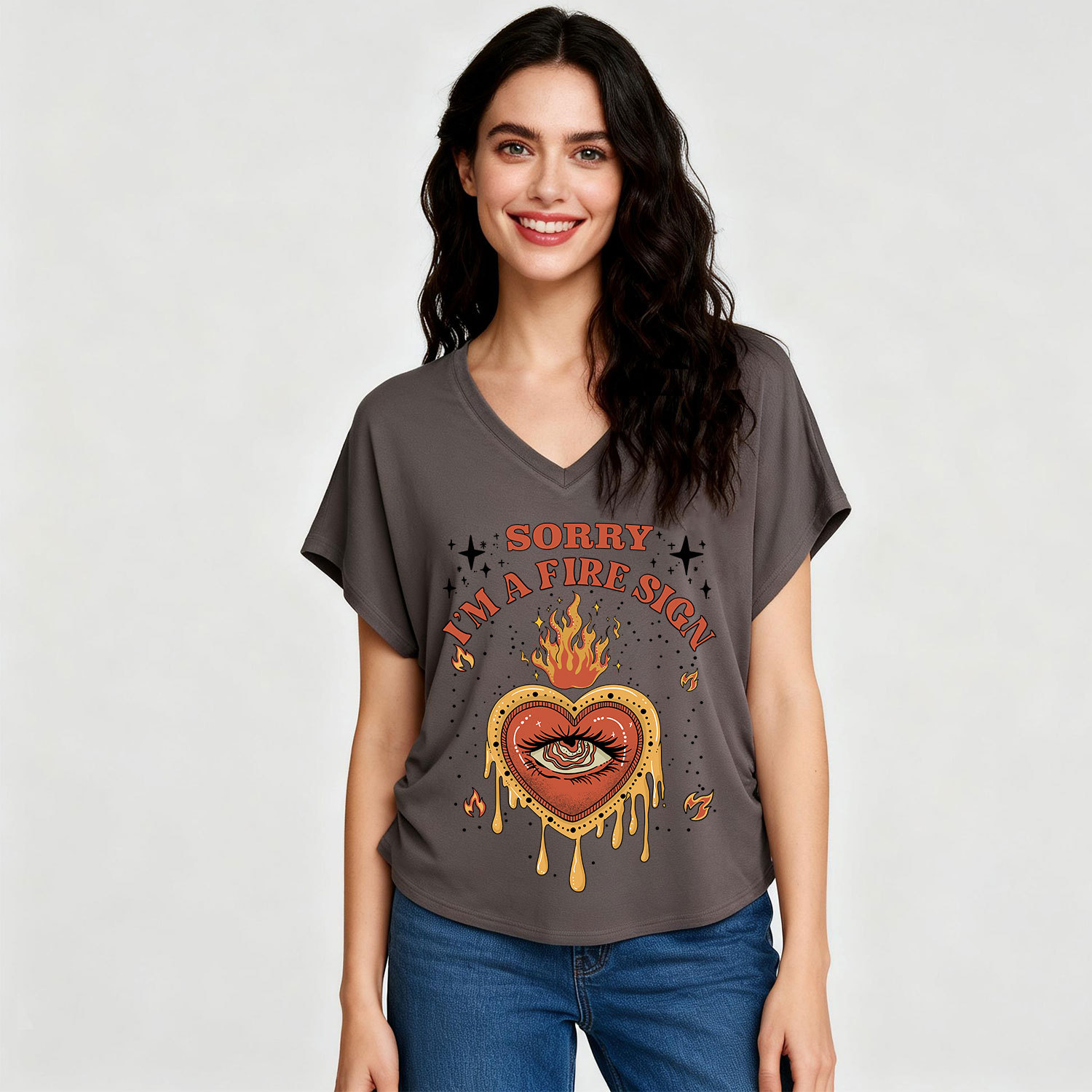 Purplehecate Sorry I'm A Fire Sign V-Neck T-Shirt