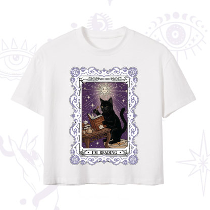Purplehecate The Reading Cat Tarot Crop T-Shirt