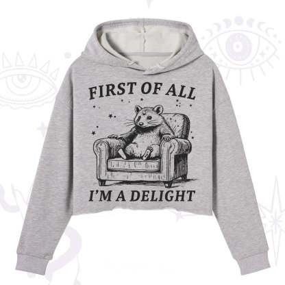 Purplehecate First Of All I'm A Delight Opossum Crop Hoodie