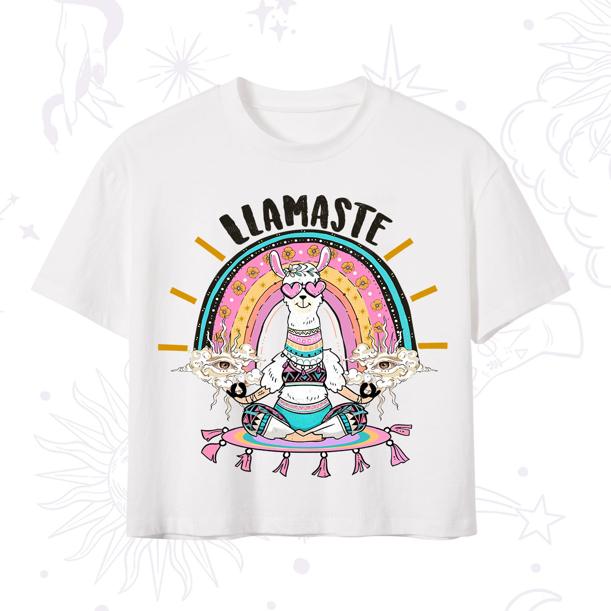 Purplehecate Llama Meditating Crop T-Shirt