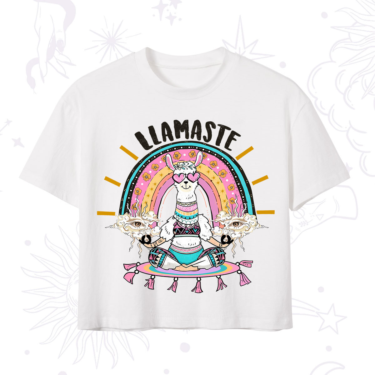 Purplehecate Llama Meditating Crop T-Shirt