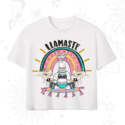 Purplehecate Llama Meditating Crop T-Shirt