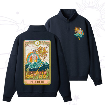 Purplehecate The Audacity Tarot Card Zip Fleece Sweatshirt