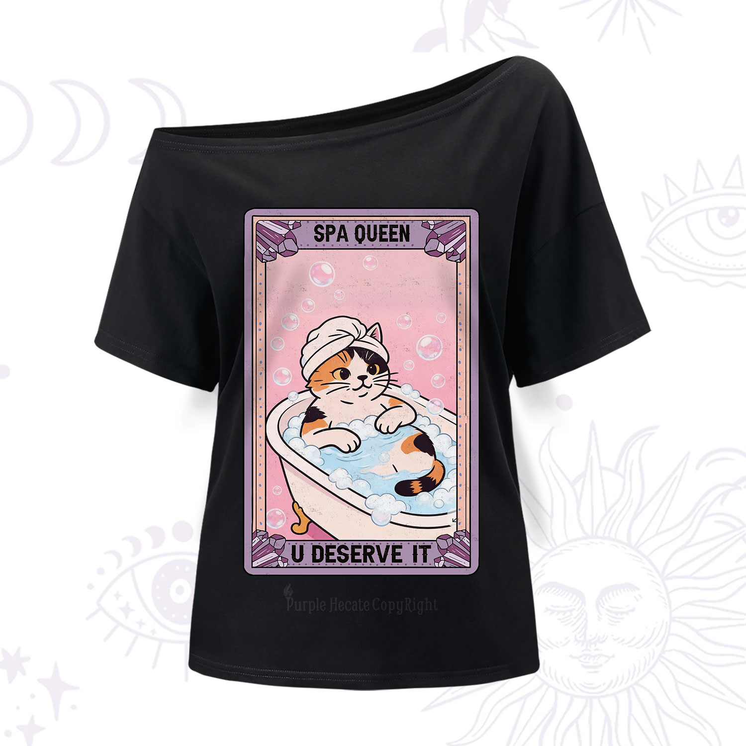 Purplehecate The Spa Queen Cat Tarot One Shoulder T-Shirt