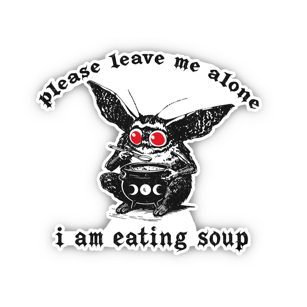 Purplehecate Mothman Eating Soup Sticker