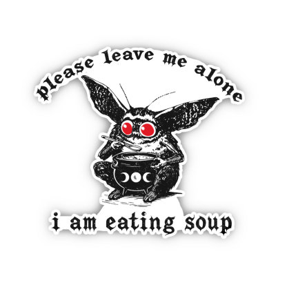 Purplehecate Mothman Eating Soup Sticker