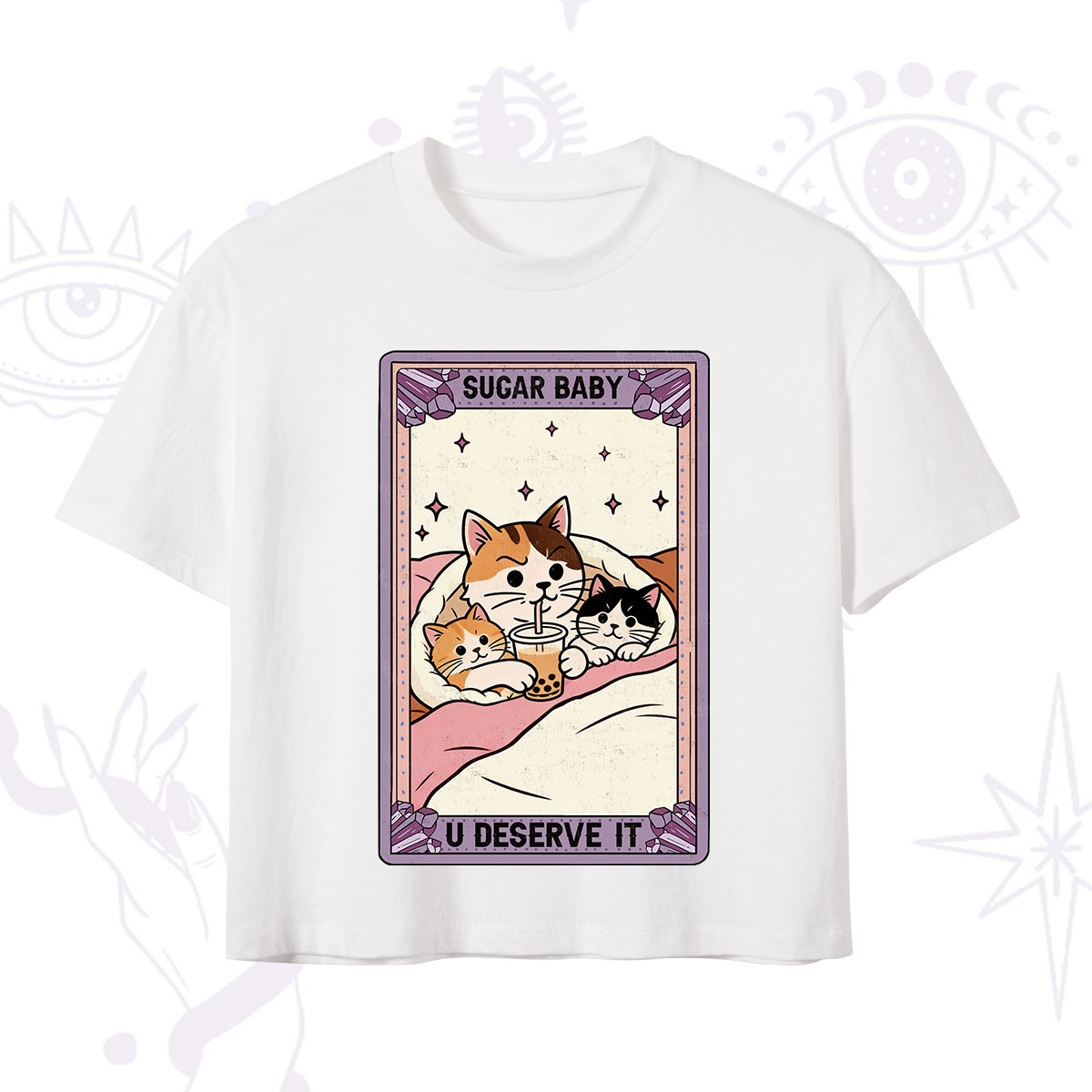 Purplehecate The Sugar Baby Cat Tarot Crop T-Shirt