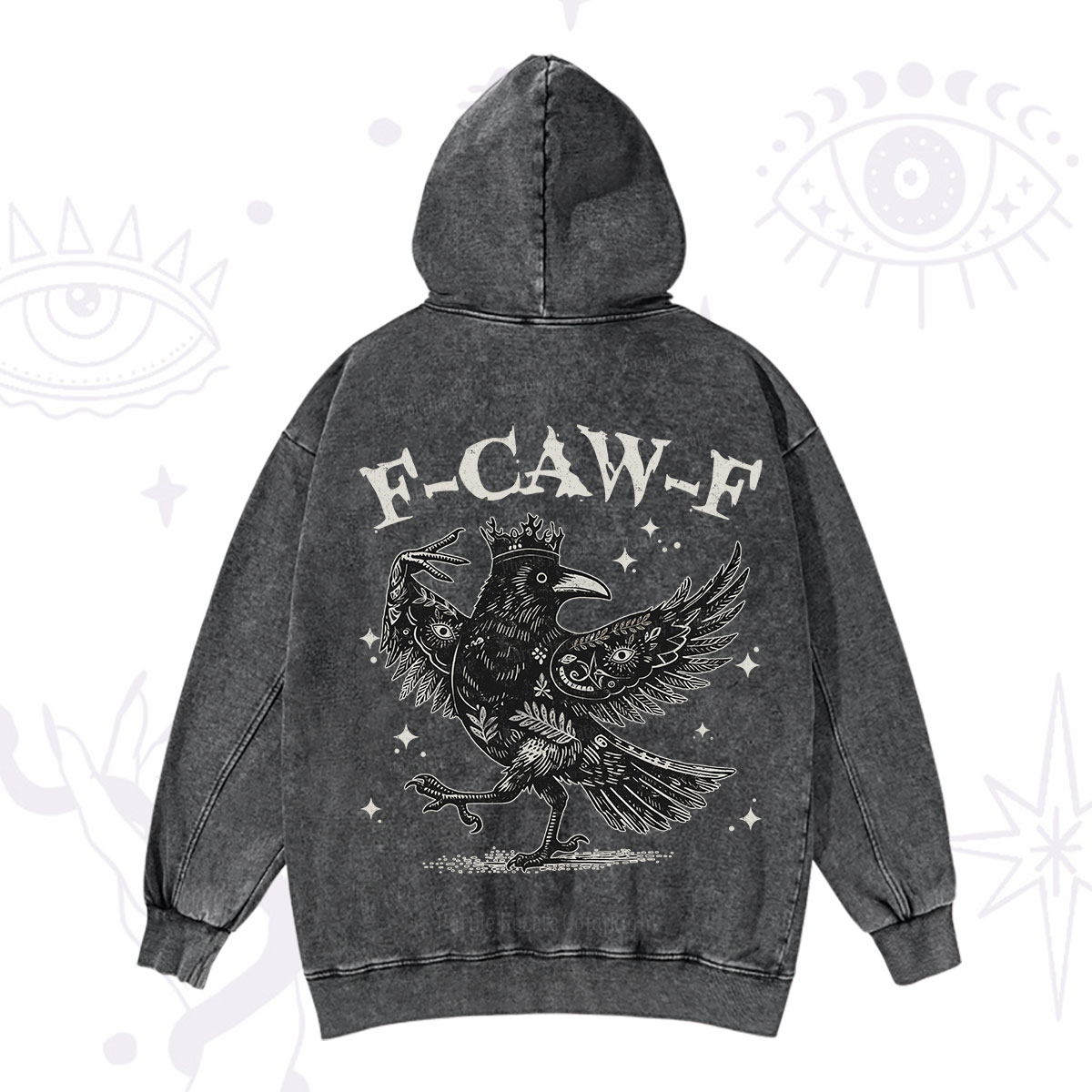 Purplehecate F-caw-f Funny Crow Washed Hoodie