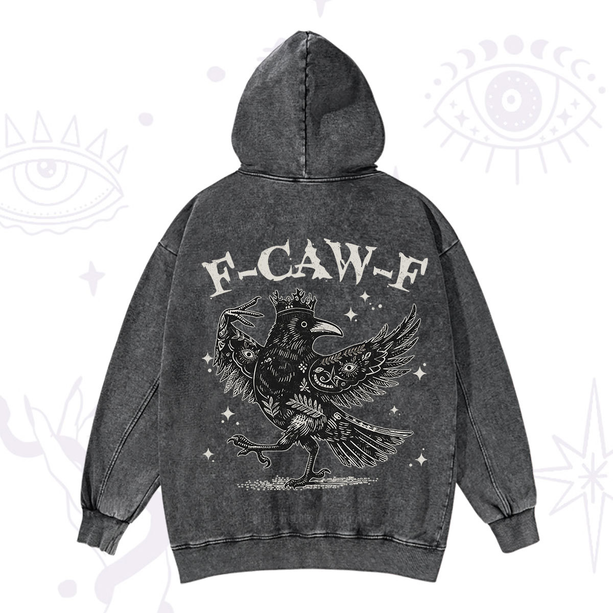 Purplehecate F-caw-f Funny Crow Washed Hoodie