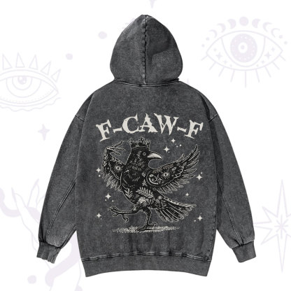 Purplehecate F-caw-f Funny Crow Washed Hoodie