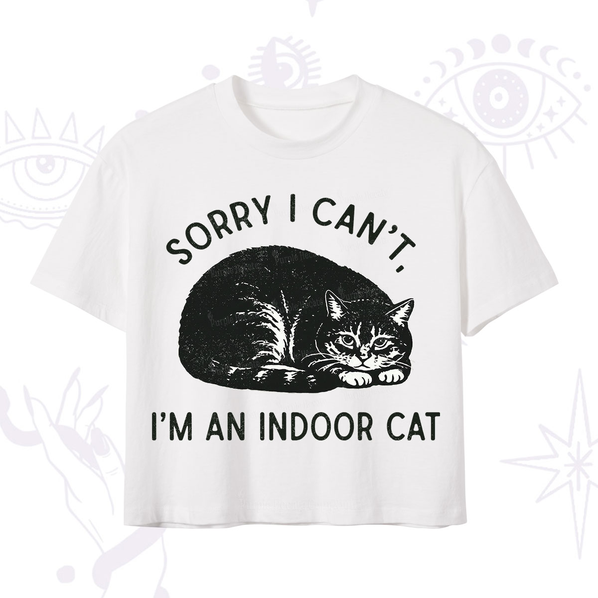 Purplehecate Sorry I Can't I'm an Indoor Cat Crop T-Shirt