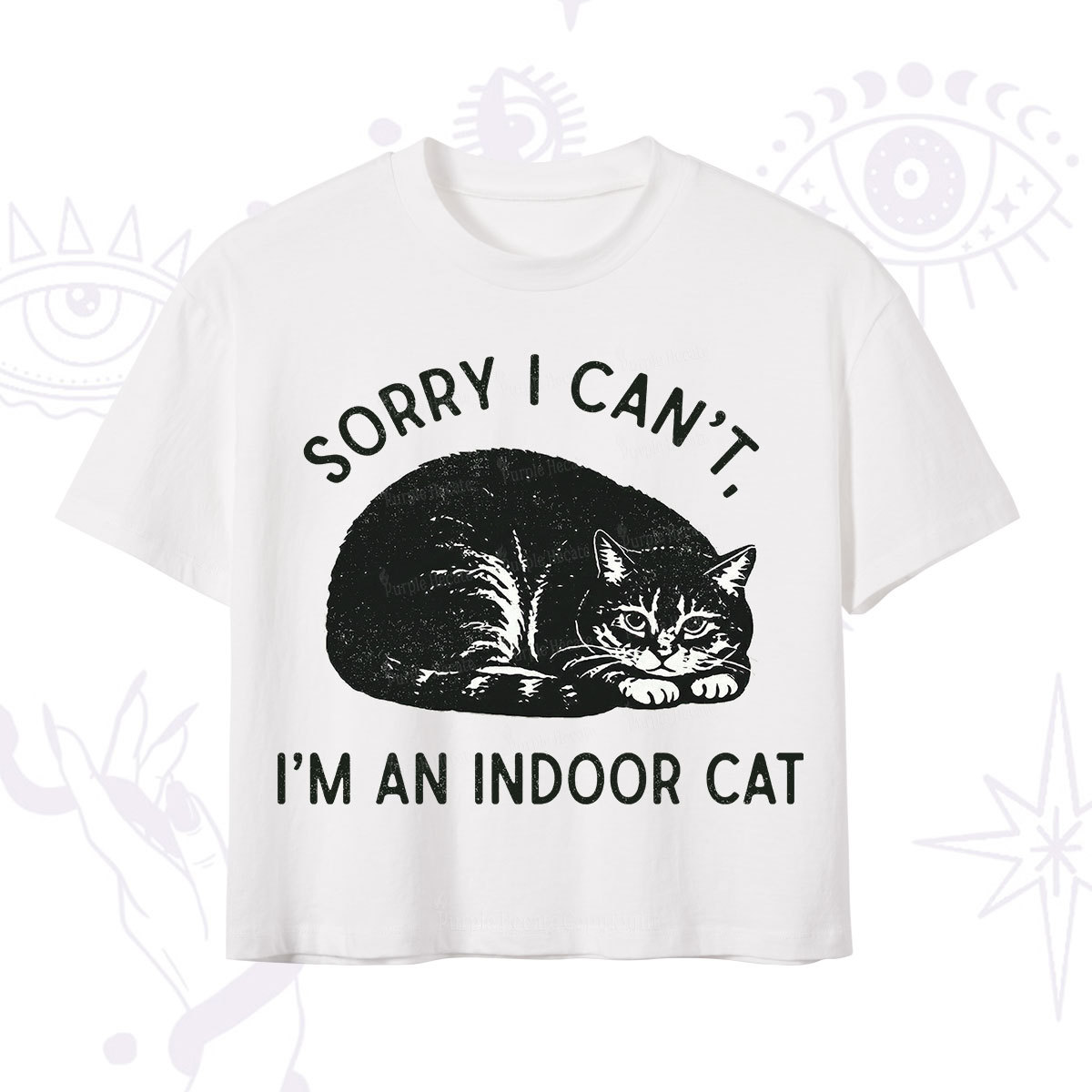 Purplehecate Sorry I Can't I'm an Indoor Cat Crop T-Shirt