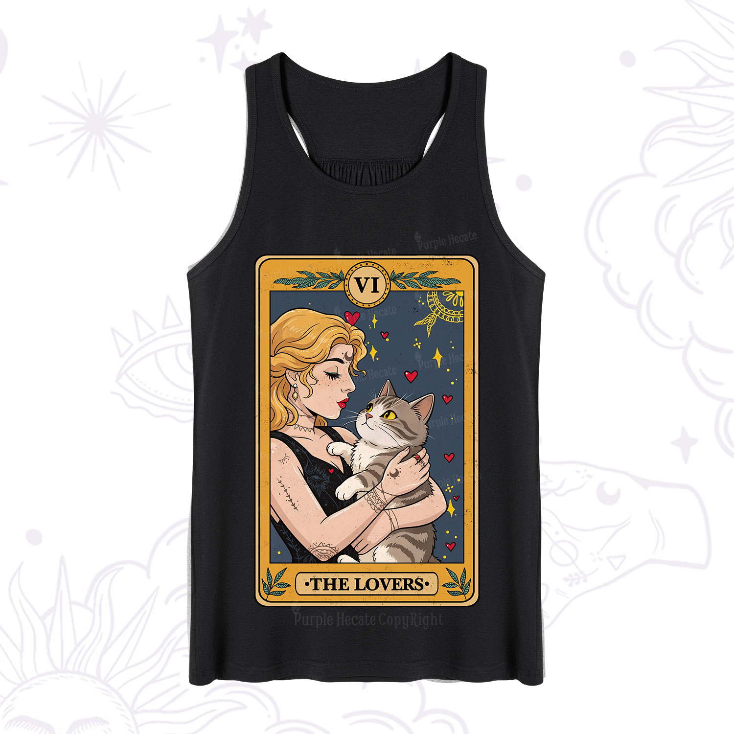 Purplehecate The Lovers Tarot for Cat Lovers Tank