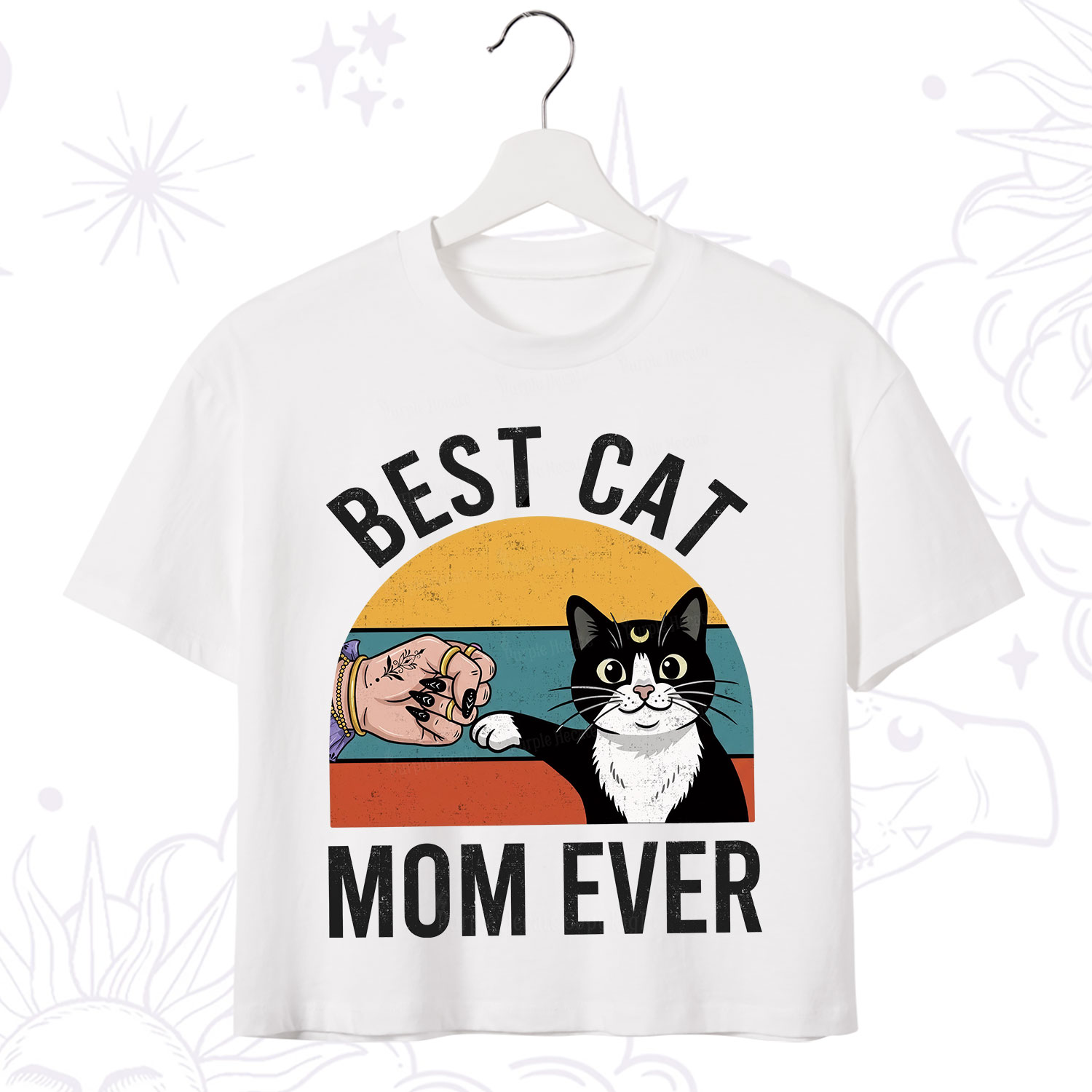 Purplehecate Best Cat Mom Ever Crop T-Shirt