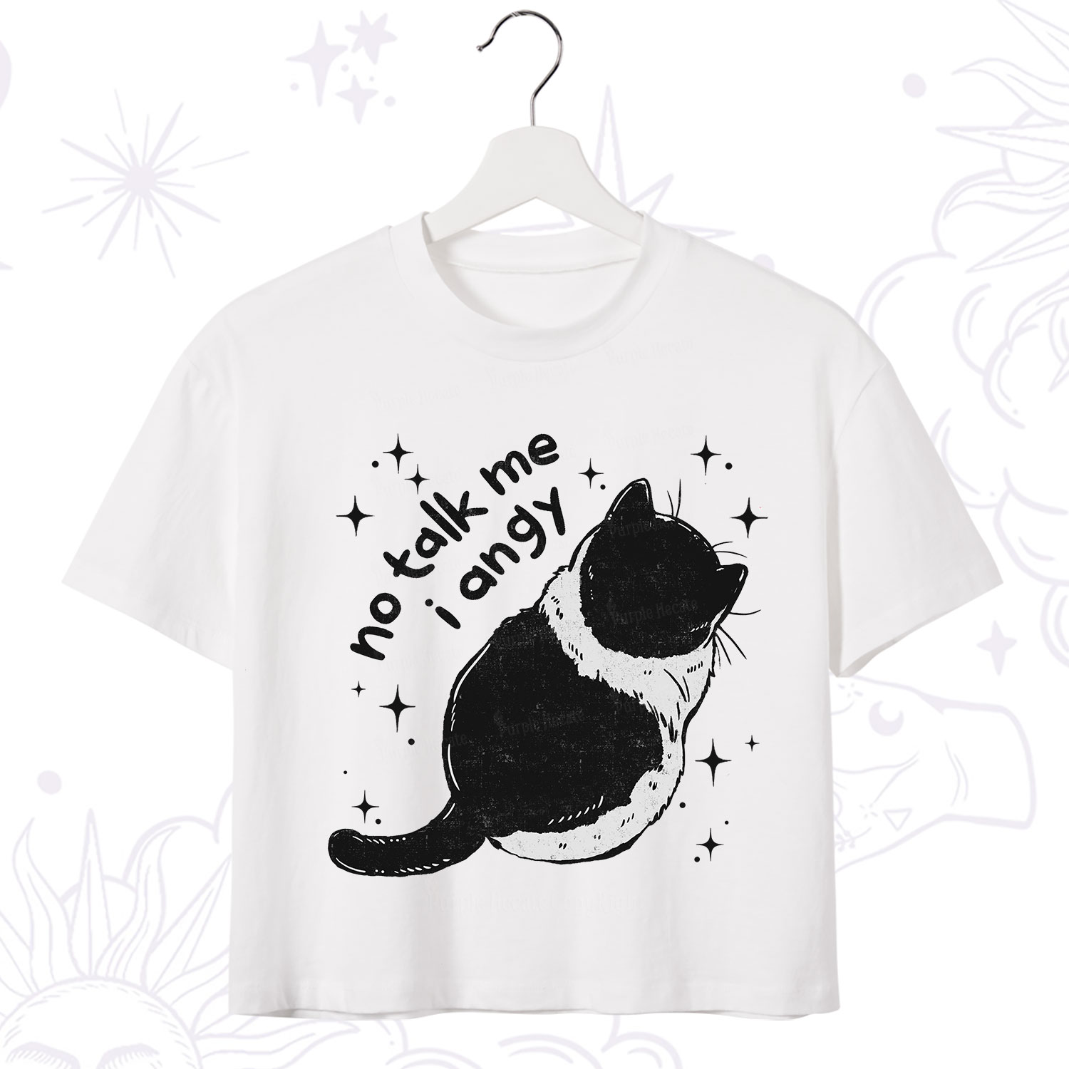 Purplehecate No Talk Me Im Angy Cat Crop T-Shirt
