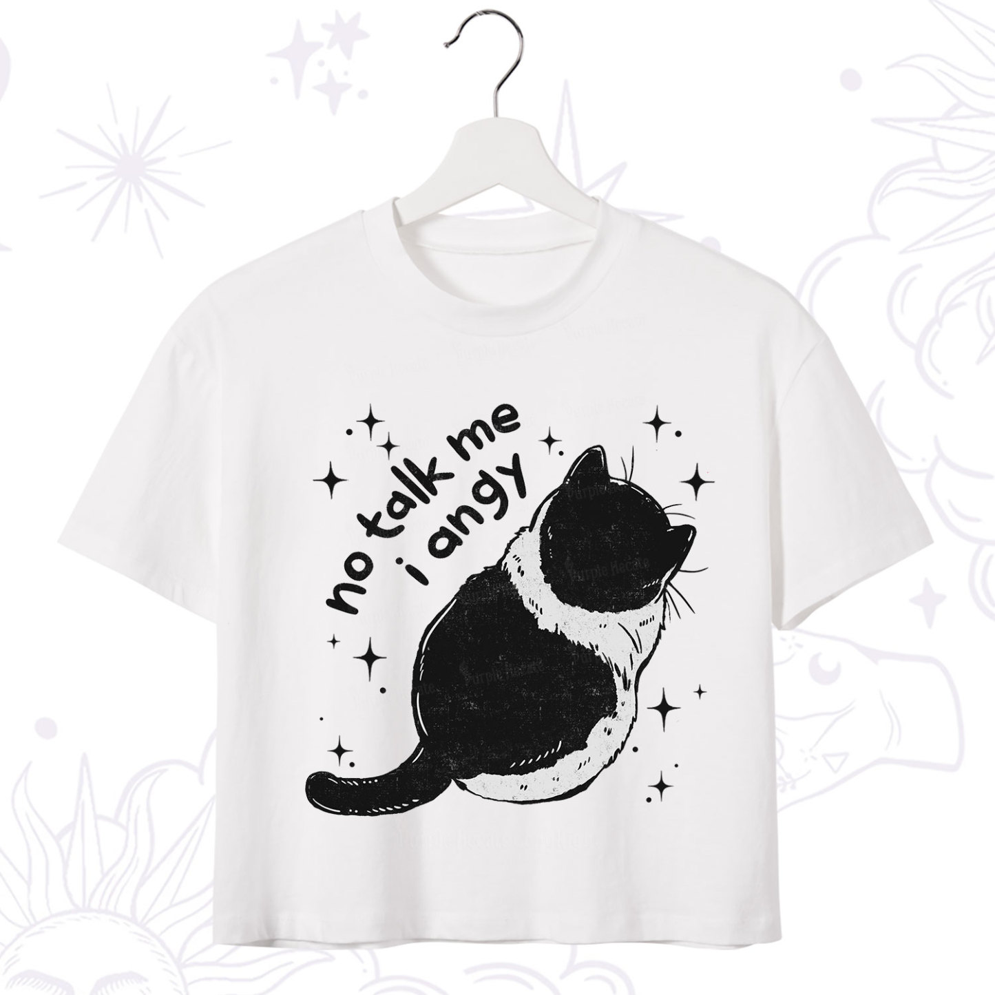 Purplehecate No Talk Me Im Angy Cat Crop T-Shirt