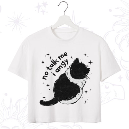Purplehecate No Talk Me Im Angy Cat Crop T-Shirt