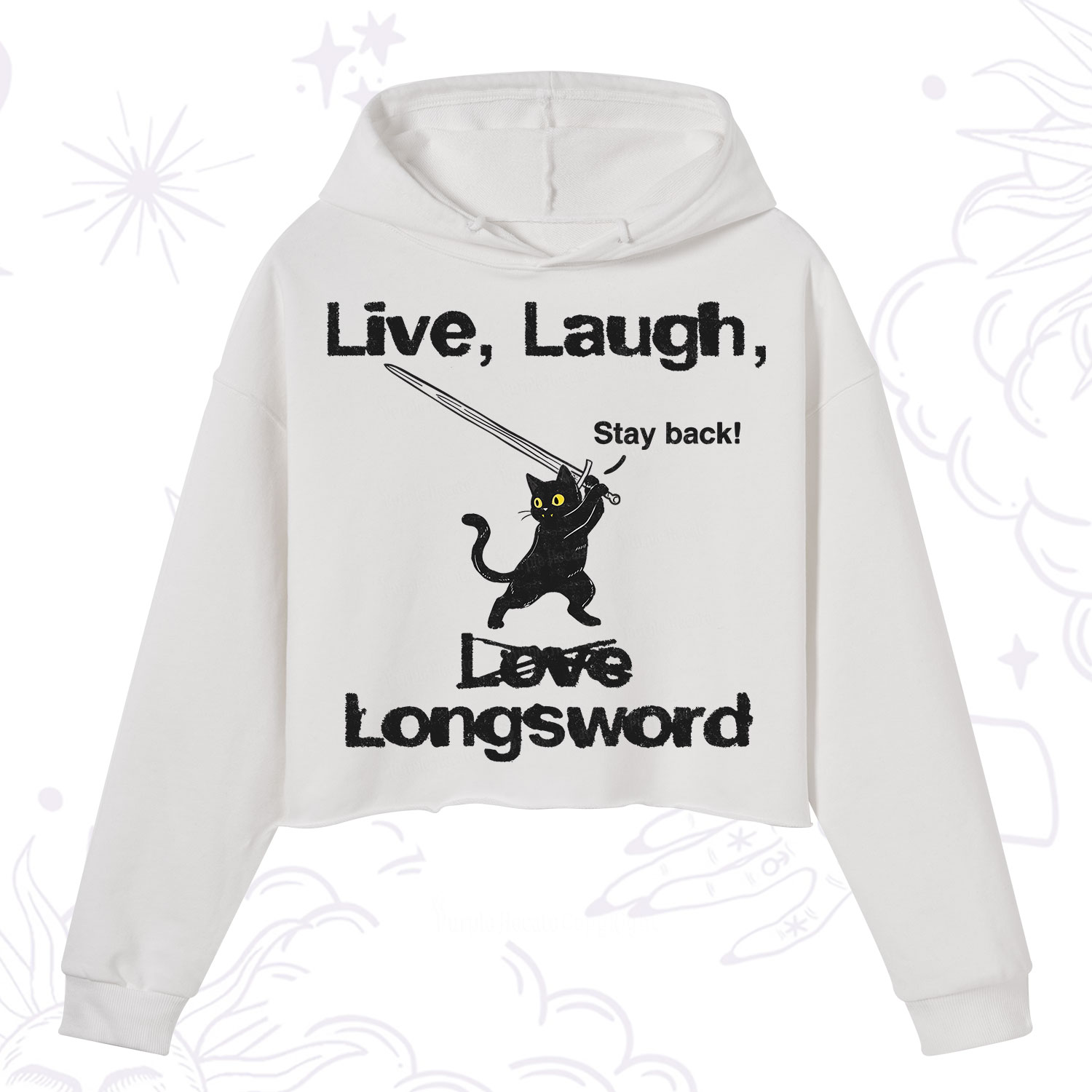 Purplehecate Live Laugh Love Longsword Crop Hoodie