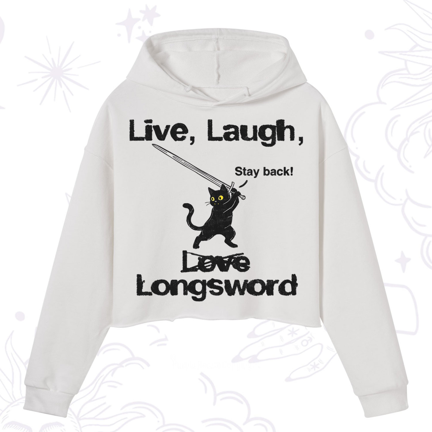 Purplehecate Live Laugh Love Longsword Crop Hoodie