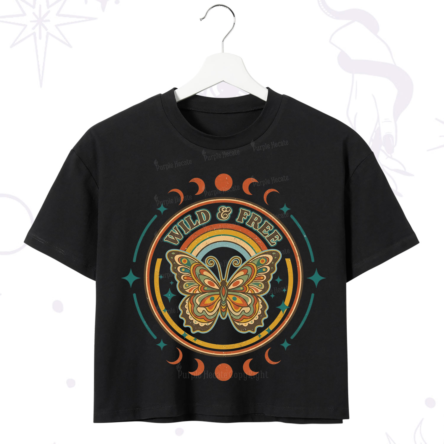 Purplehecate Wild And Free Butterfly Crop T-Shirt