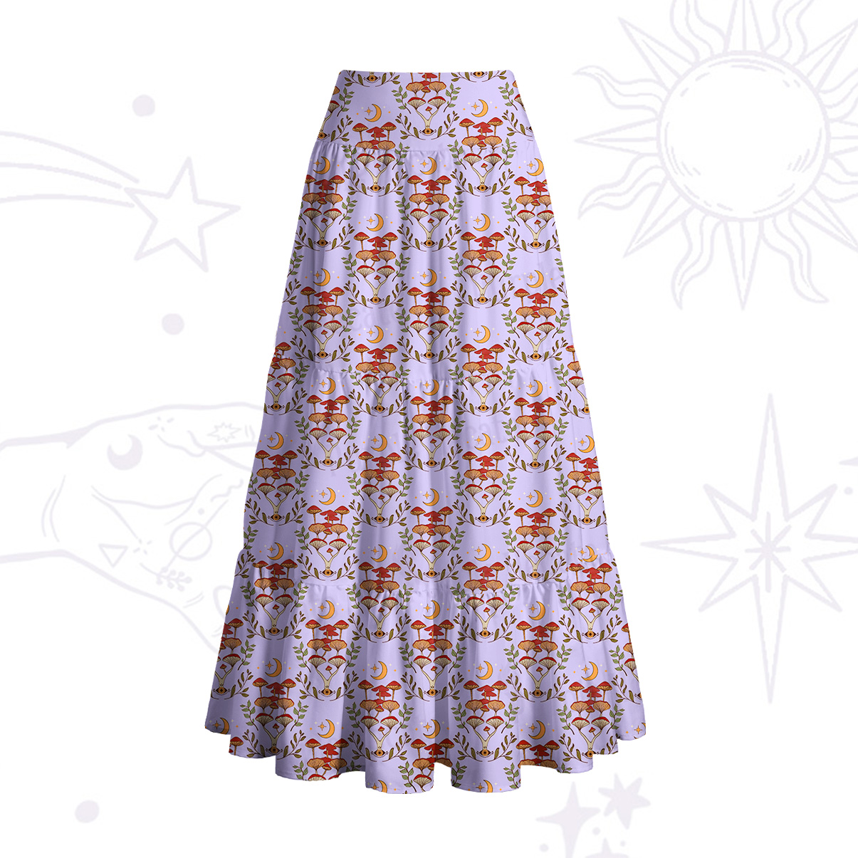 Purplehecate Psychedelic Mushrooms Convertible Maxi Skirt