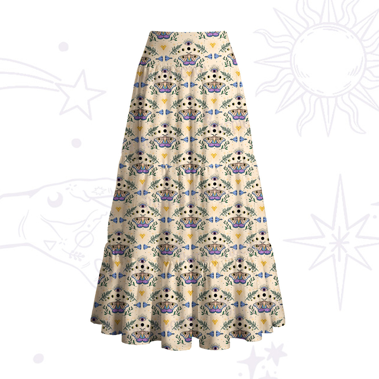 Purplehecate Luna Moth Witch Convertible Maxi Skirt