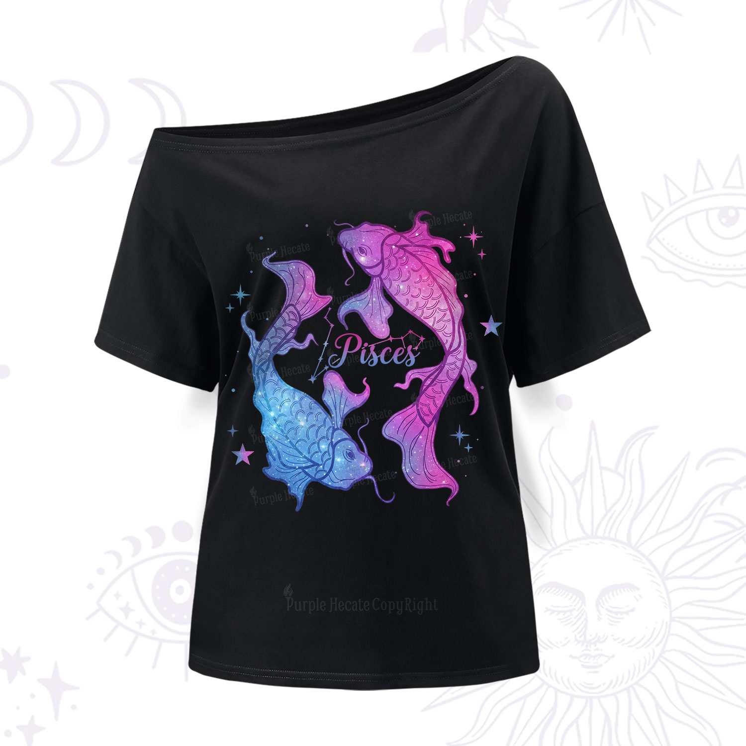 Purplehecate Pisces Zodiac One Shoulder T-Shirt
