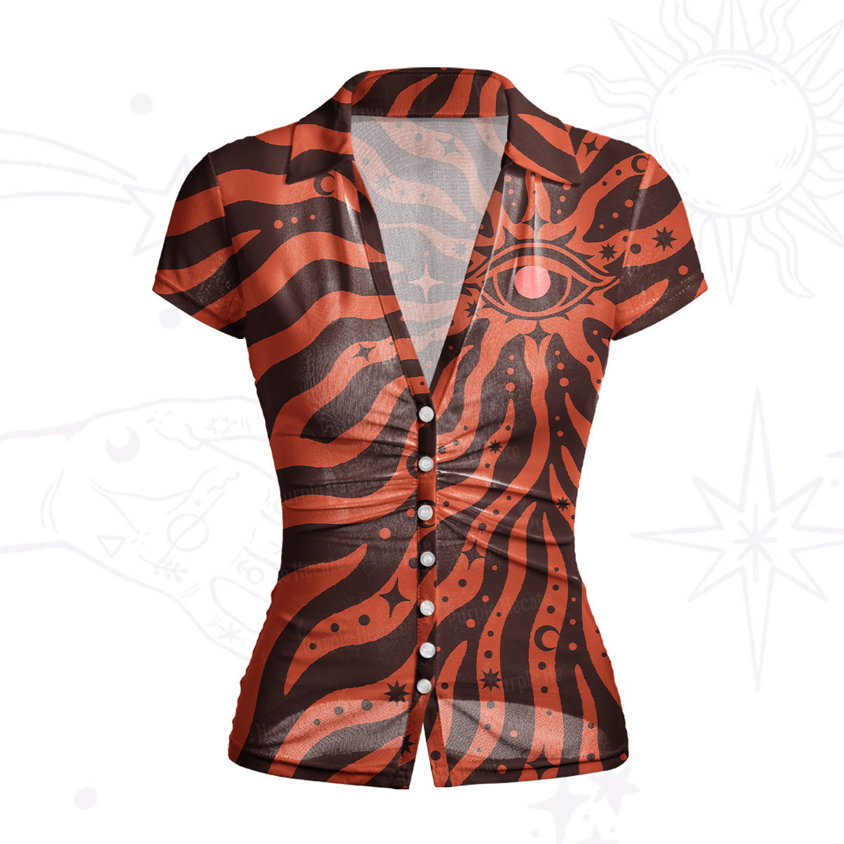 Purplehecate Green Vision Illusion Mesh Button Up Top