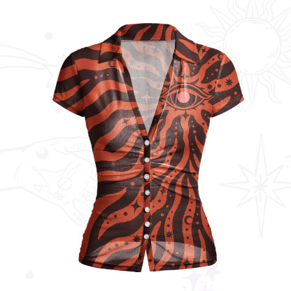 Purplehecate Green Vision Illusion Mesh Button Up Top