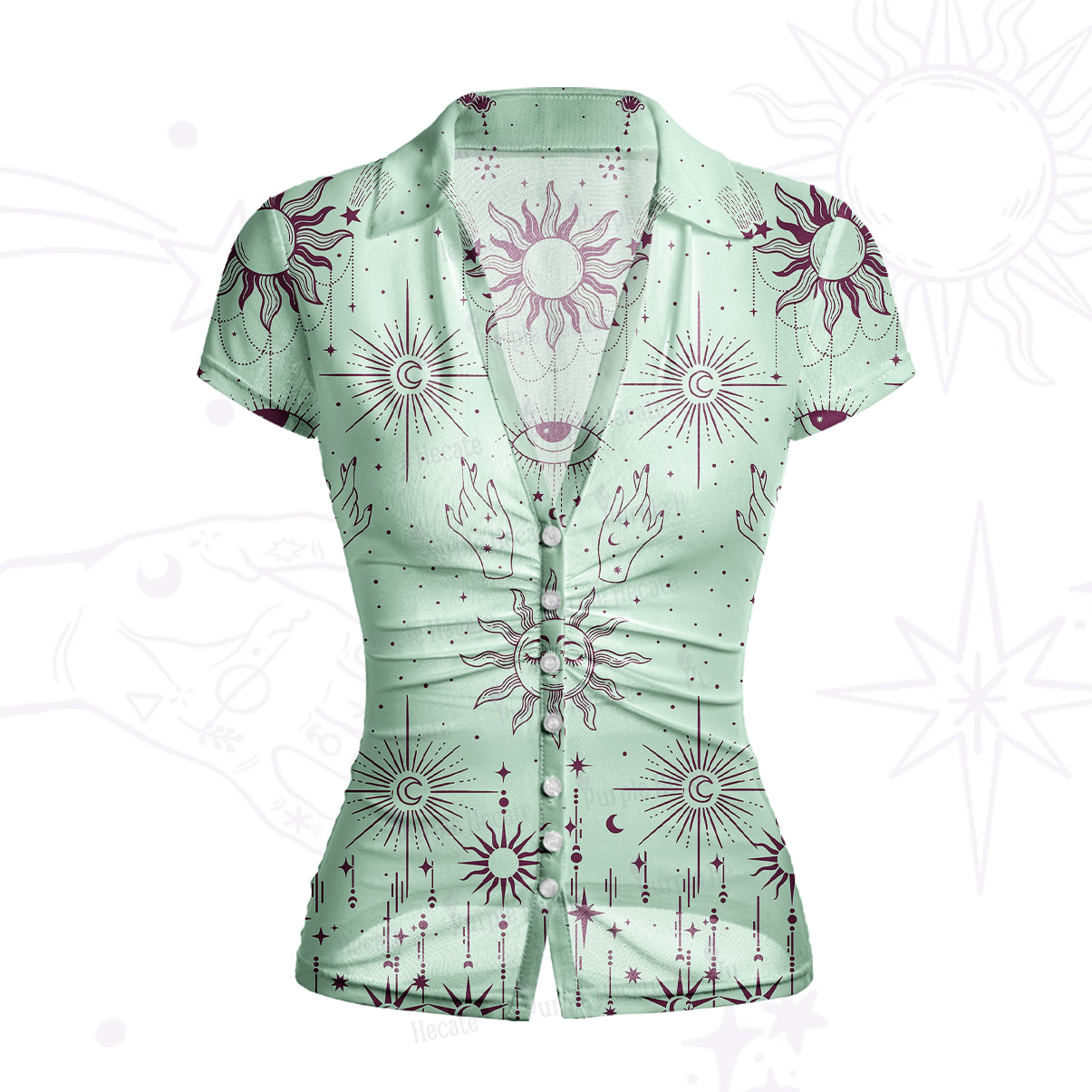 Purplehecate Solar Oracle Mesh Button Up Top