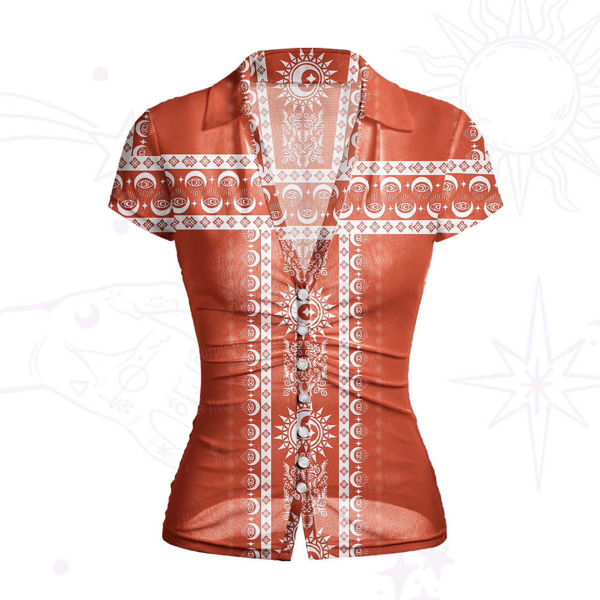 Purplehecate Visionary Sun Mesh Button Up Top