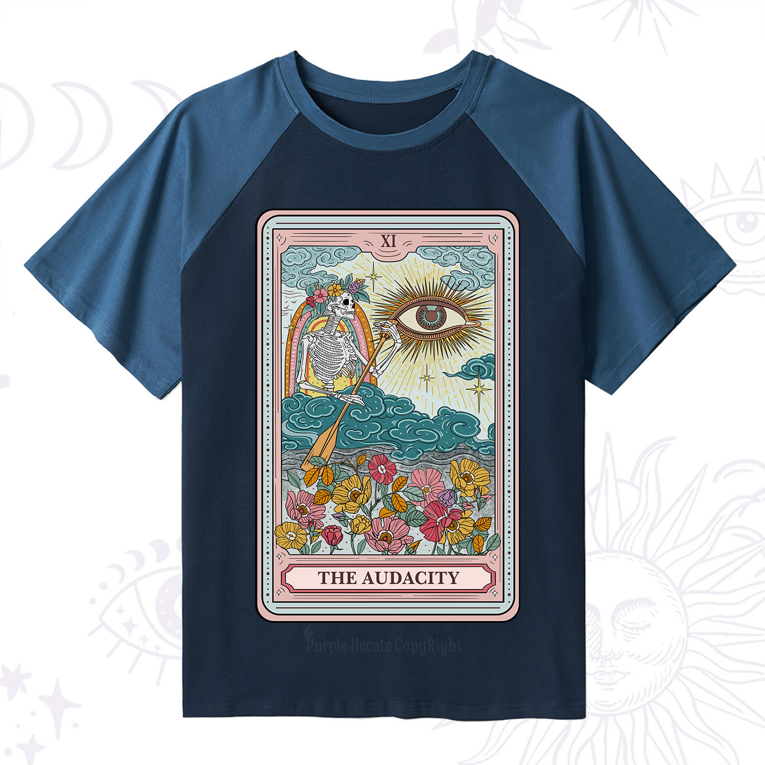 Purplehecate The Audacity Tarot Raglan Short Sleeve T‑Shirt