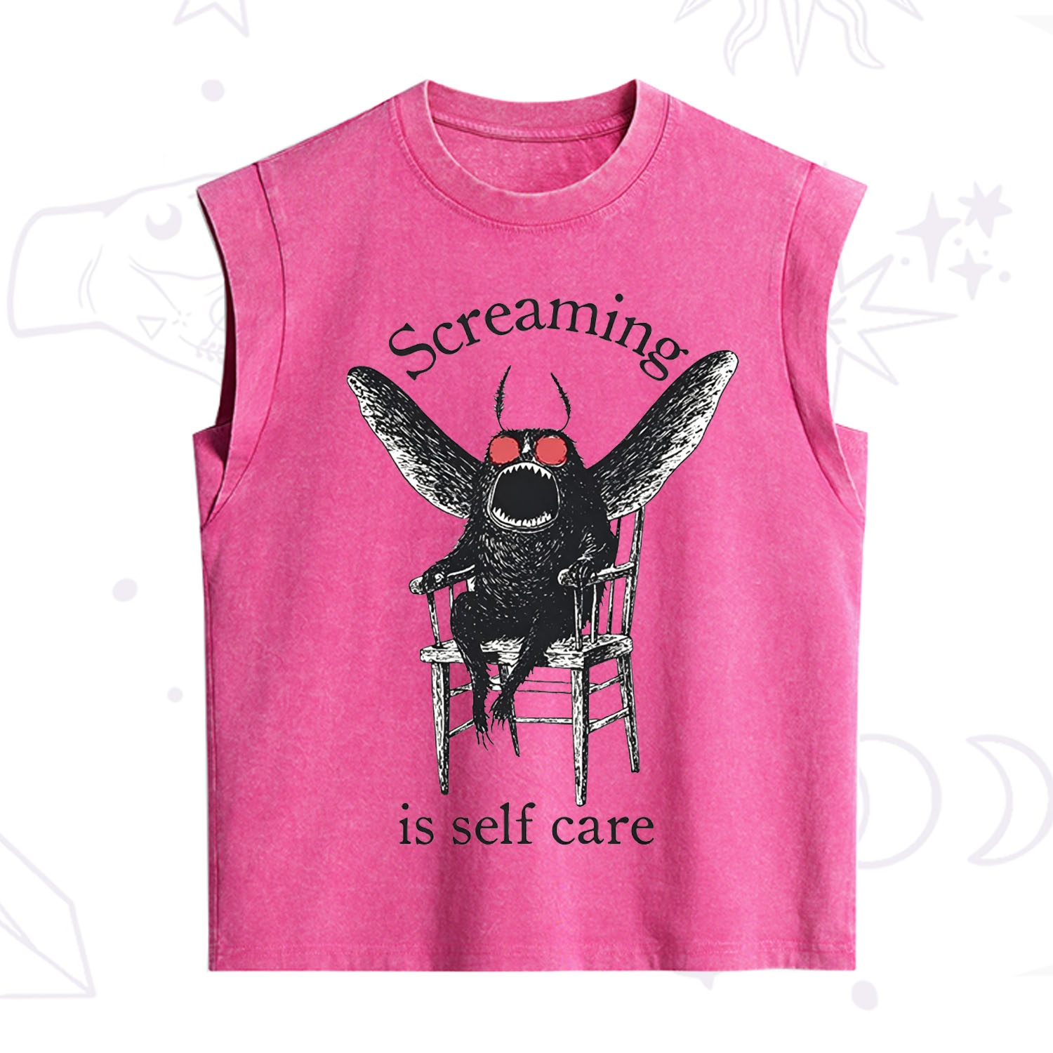 Purplehecate Mothman Screaming Vintage Washed Tank