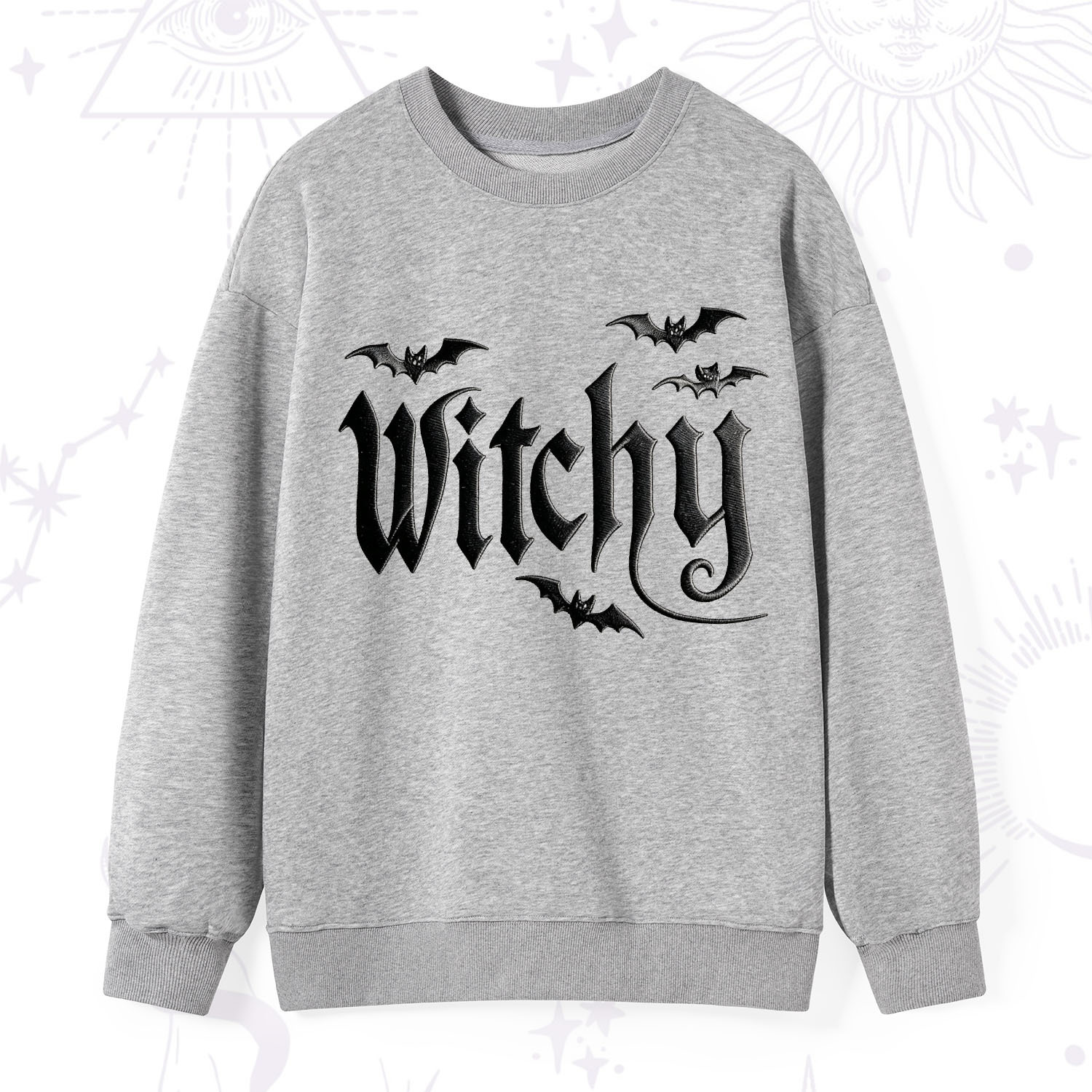 Purplehecate Gothic Bat Embroidered Sweatshirt