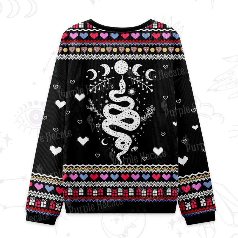 Purplehecate Snake And Moon Phase Ugly Valentine Sweatshirt