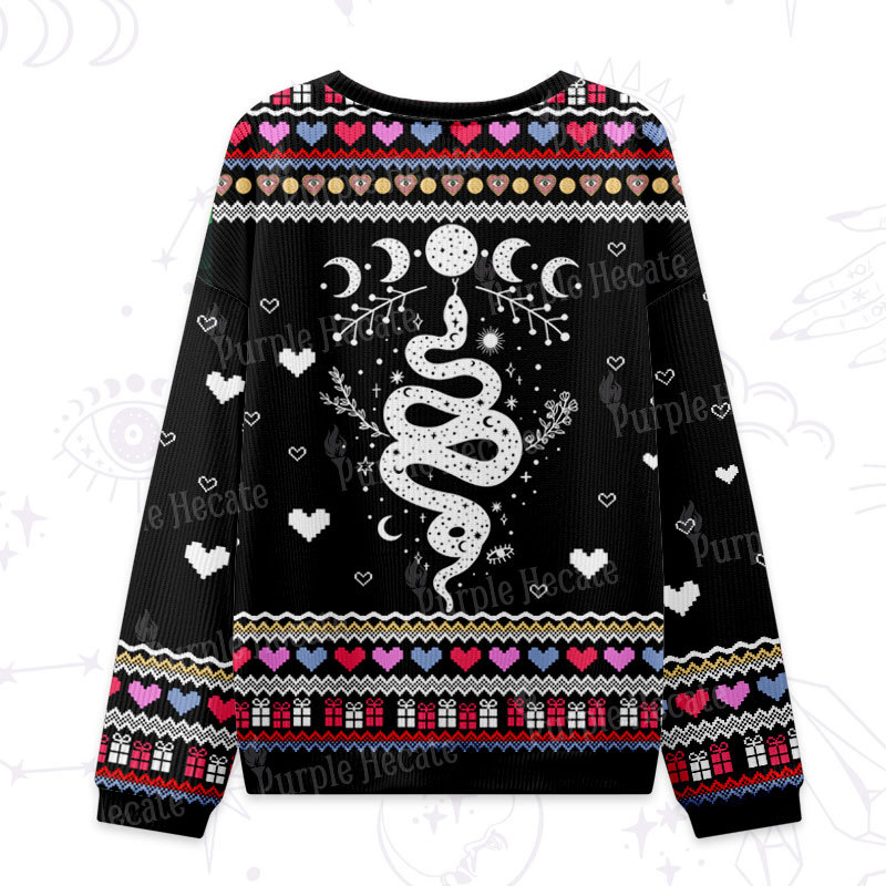 Purplehecate Snake And Moon Phase Ugly Valentine Sweatshirt