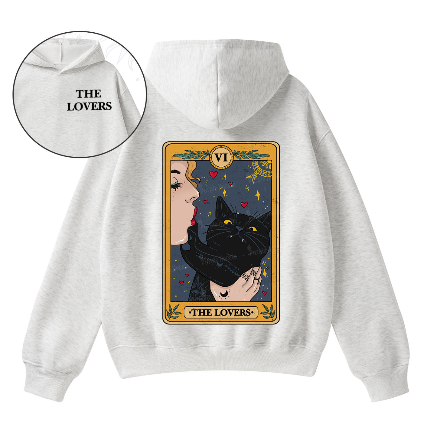 Purplehecate The Lovers Cat Tarot Fleece Hoodie Suit