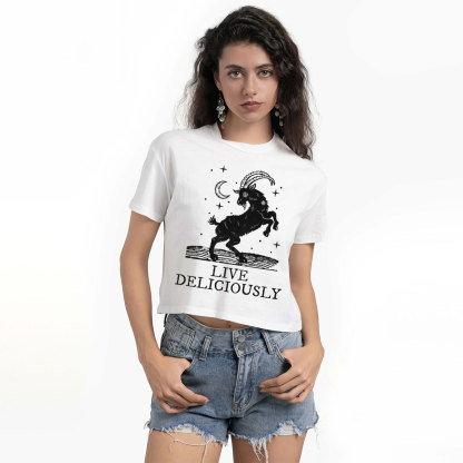 Purplehecate Live Deliciously Crop T-Shirt