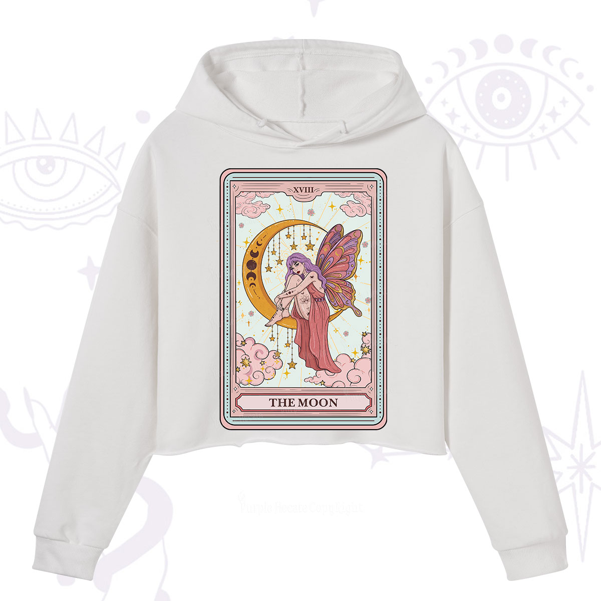 Purplehecate The Moon Tarot Crop Hoodie