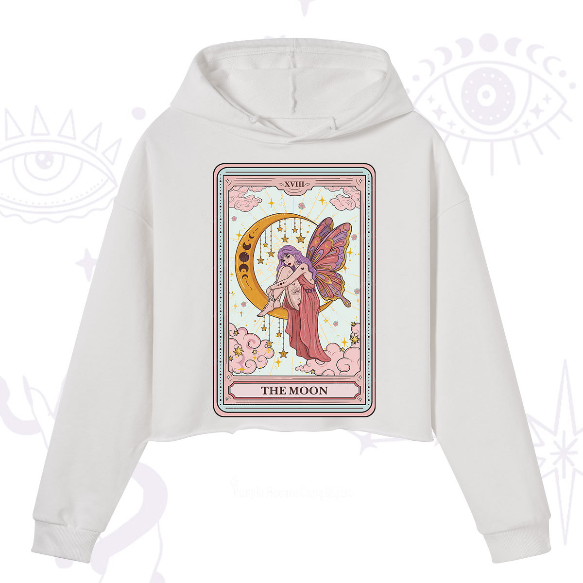 Purplehecate The Moon Tarot Crop Hoodie