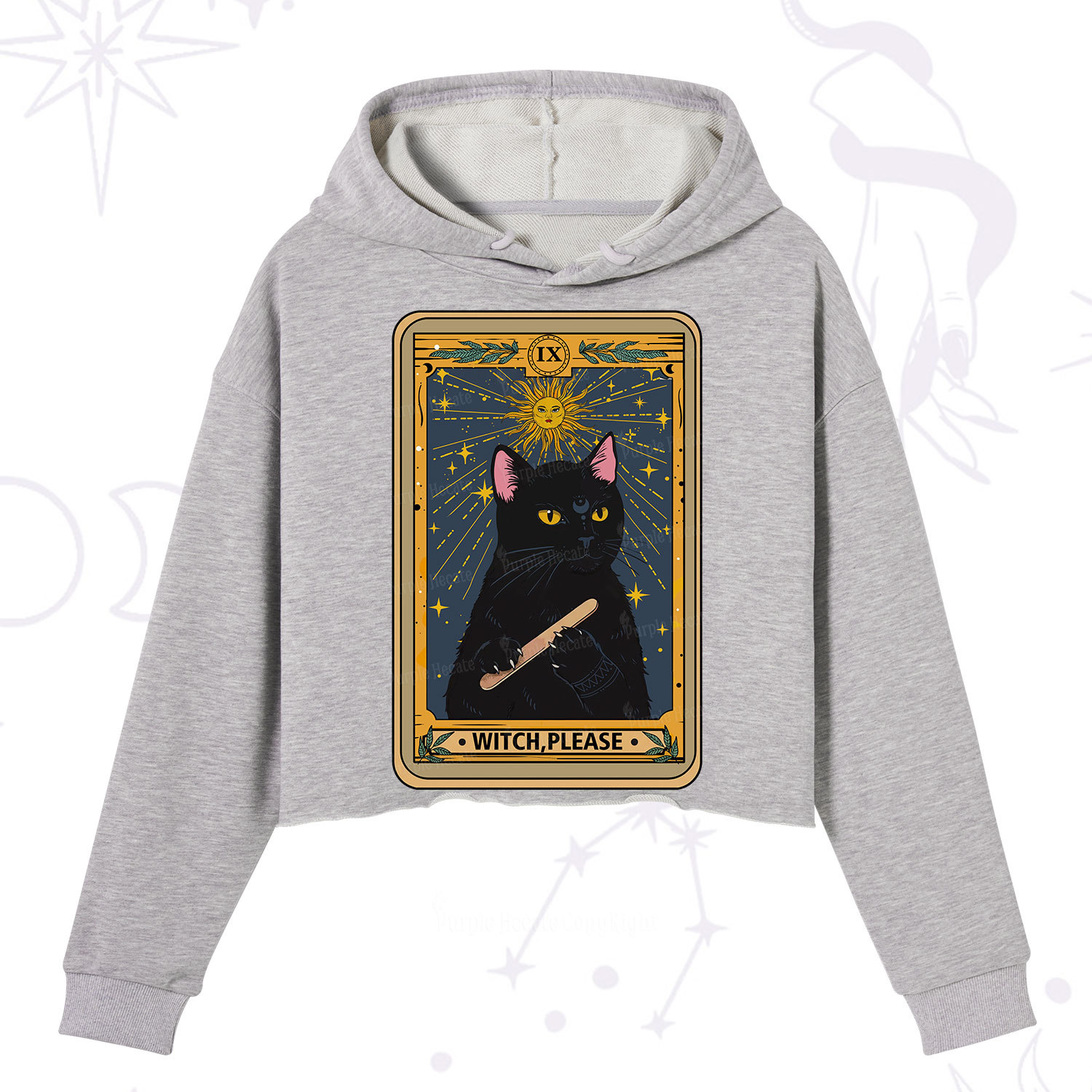 Purplehecate The Witch Please Tarot Crop Hoodie