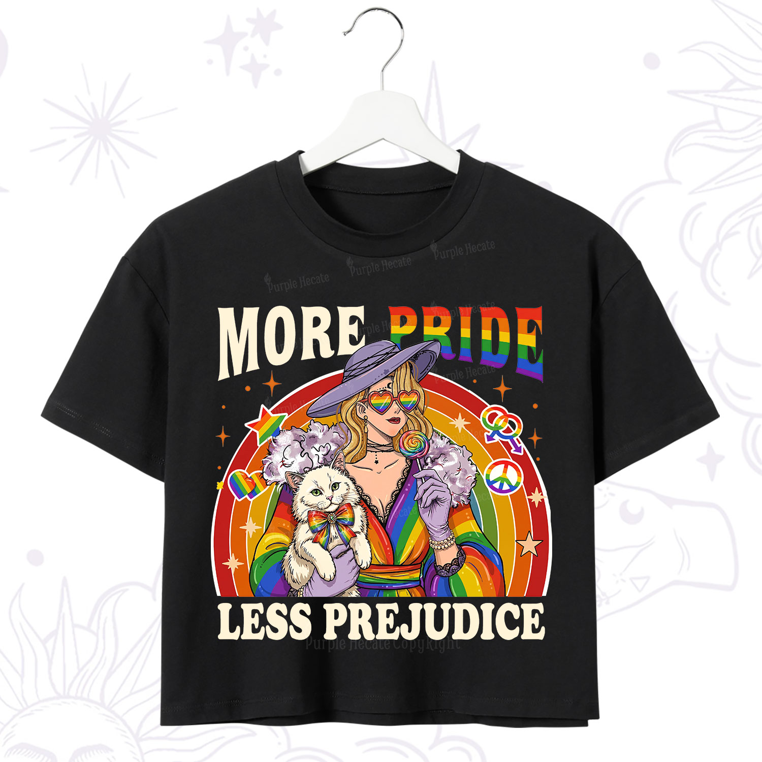 Purplehecate More Pride Less Prejudice Rainbow Crop T-Shirt